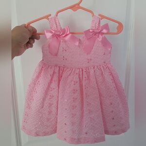Baby Pink Checked Sundress with Bows